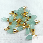 Natural Aquamarine Spike Pendant, Gold/Silver Electroplated Pencil Charm, Healing Pencil Pendant, Mini Pencil Jewelry, Wedding Gift For Her